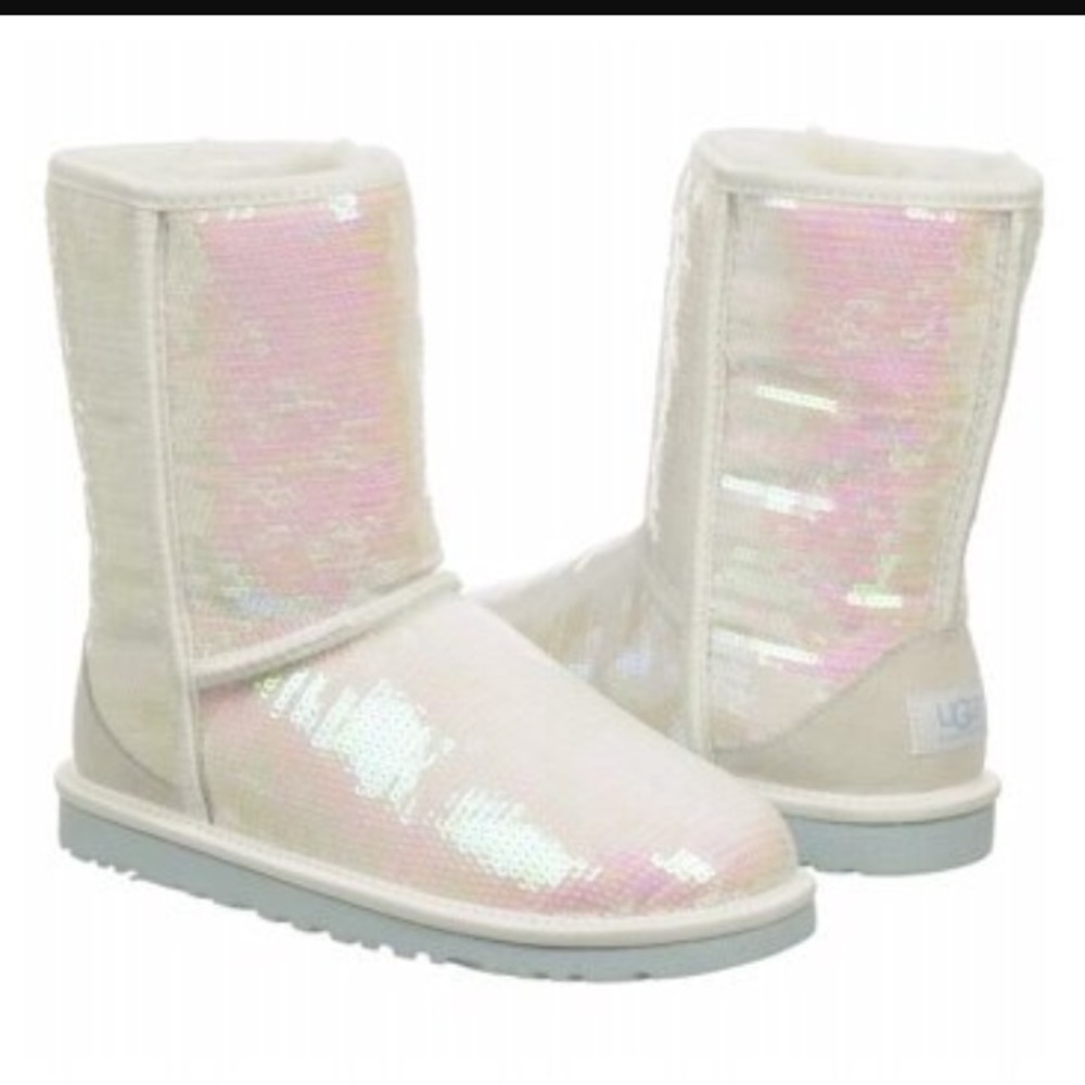 White sequin uggs