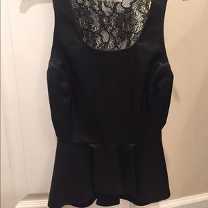 BB Dakota Lace and Leather Like Peplum Top