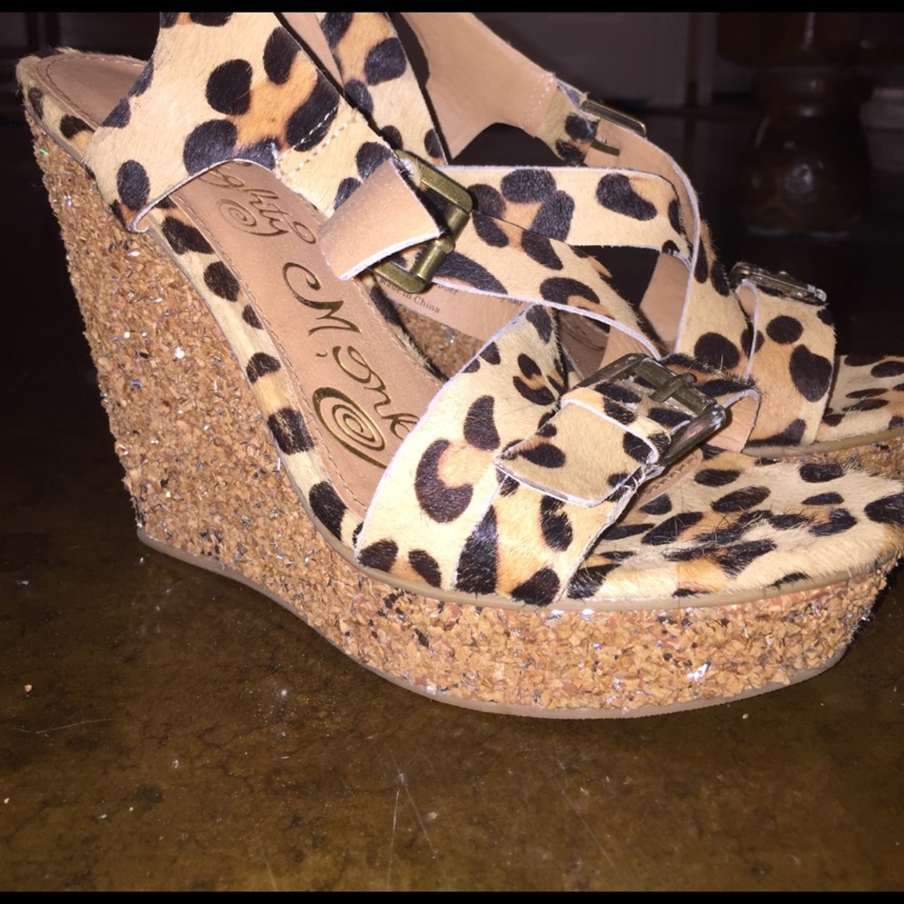 Naughty Monkey Cheetah Wedges