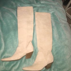 Size 6.5 Nine West pink boots pointy toe wood heel