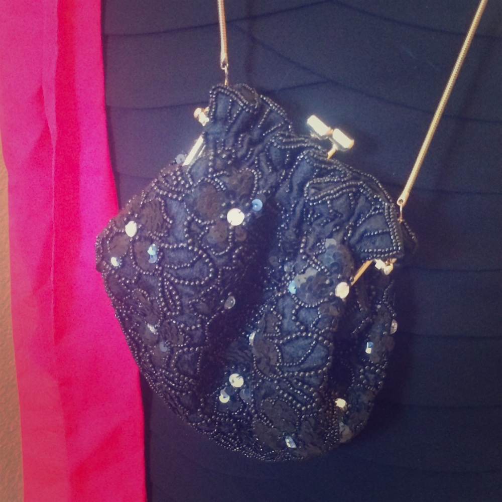 Black beaded and sequin Carla Marchi evening bag