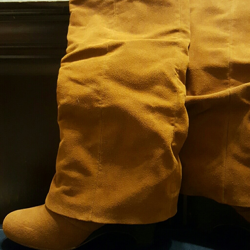 Camel color suede boots