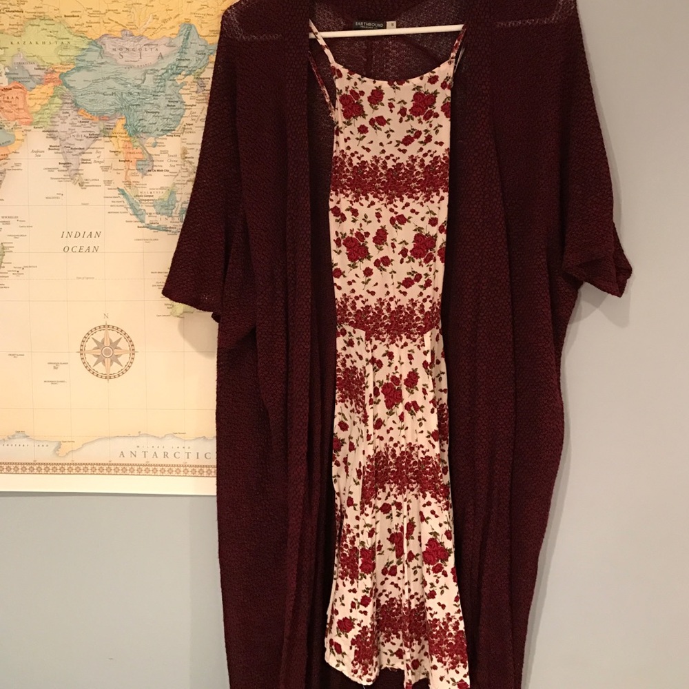 Floral dress with cardigan