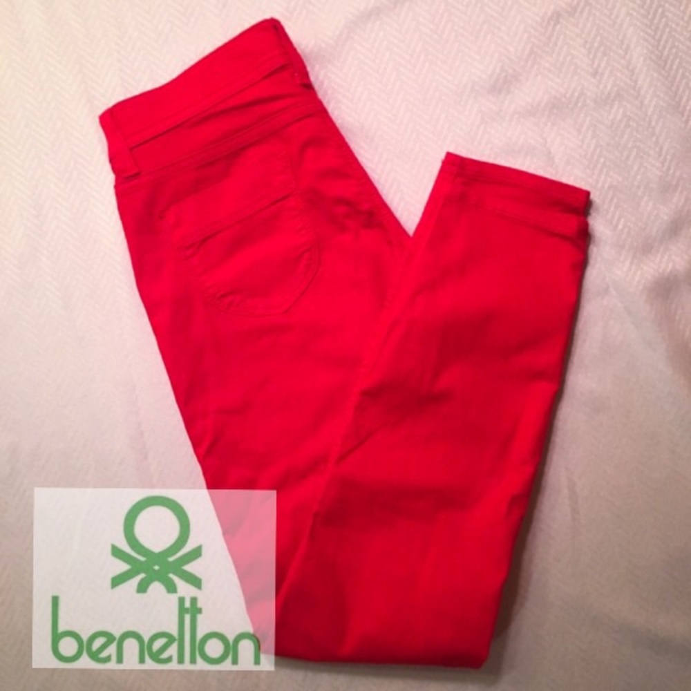 Vintage Benetton Tomato Red Jeans 28 NWOT