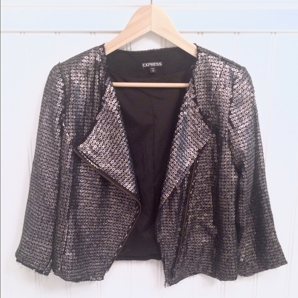 Gray Sequin Jacket, Gunmetal Jacket