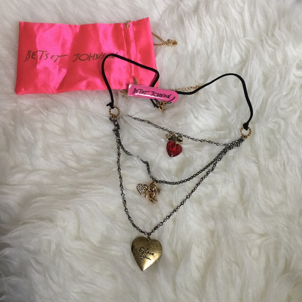 Betsey Johnson Layered Heart Locket Necklace