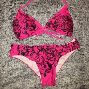 Pink & Black Scrunch Butt Bikini