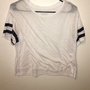 Cute white tee with black stripes