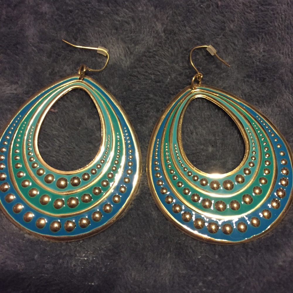 Earrings- Blue/Green/Gold Color