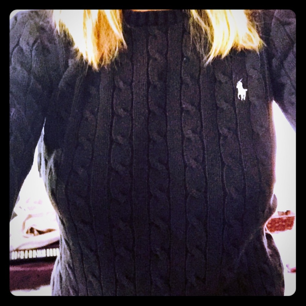 Ralph Lauren Sport Black Cable Nit Sweater