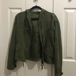 Green zip up and button up army jacket