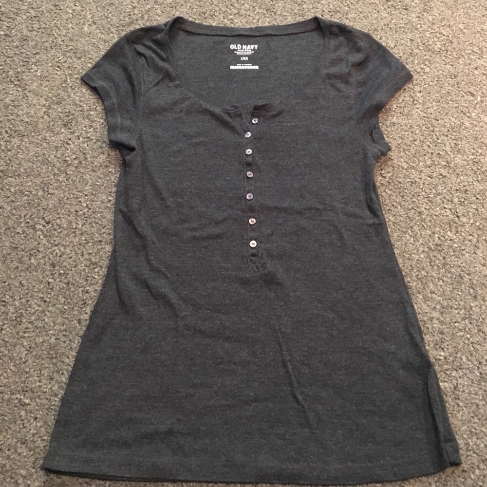 Gray Button Down Tee