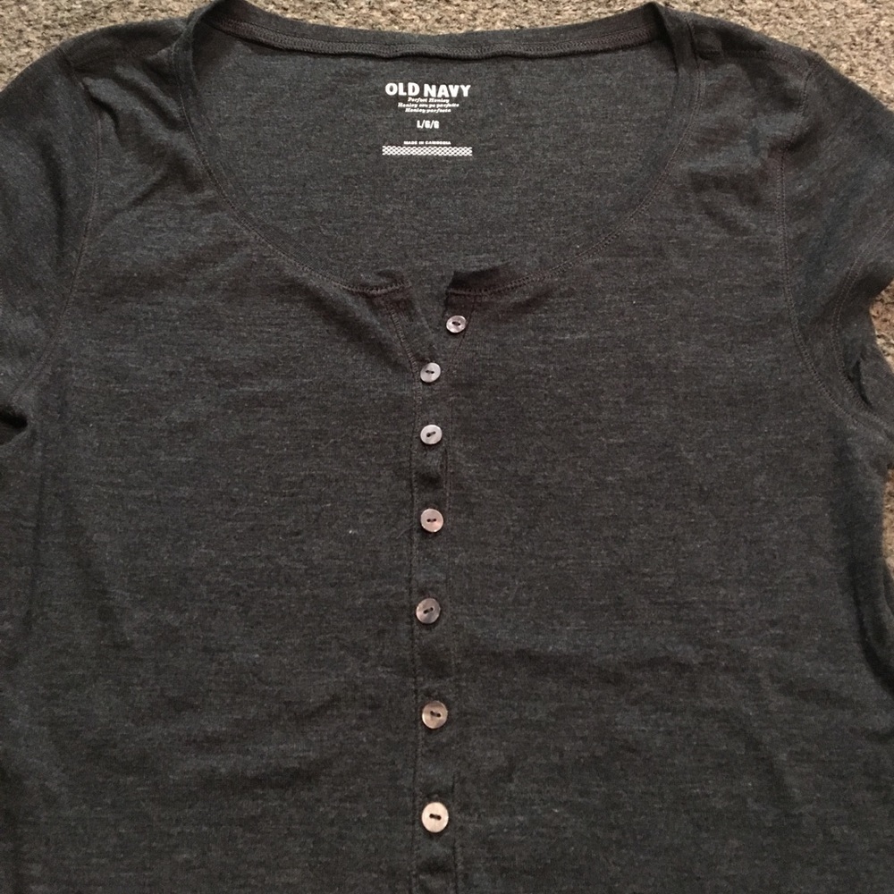 Gray Button Down Tee - Picture 2 of 2