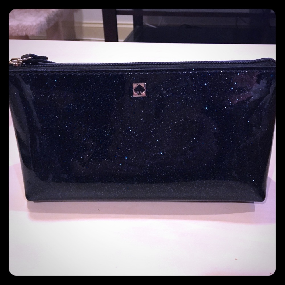 Kate Spade Blue Sparkle Cosmetic Bag