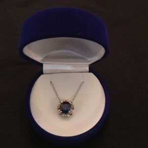 Sapphire 10k white gold necklace