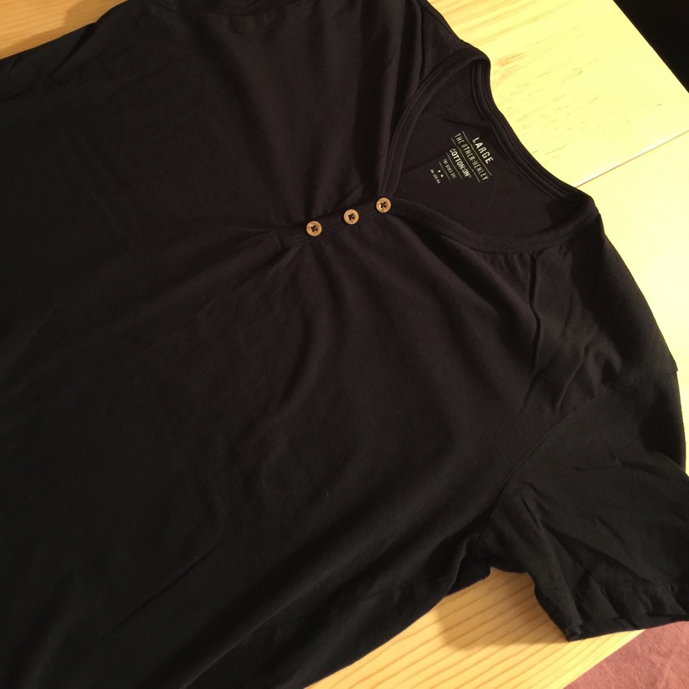 Black cotton on V-neck T-shirt
