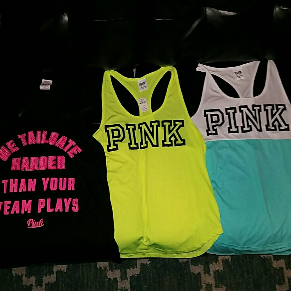 3 VS PINK size small and medium workout tanks!