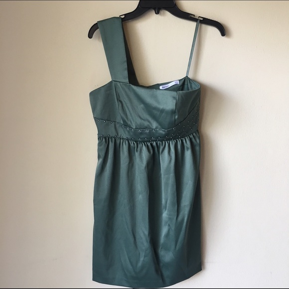 Green One Strap Embellished KENSIE Mini Dress - Picture 8 of 8