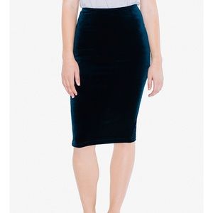 Velvet Mid-Length Pencil Skirt in Blue Nile