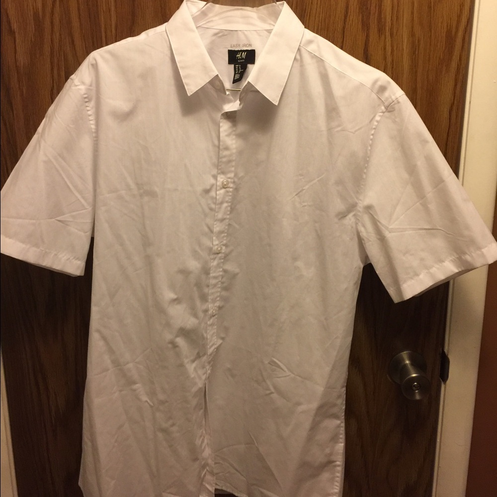 H&M white button down shirt Slim Fit Sz XL