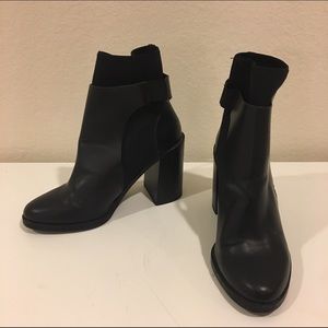 ZARA Trafaluc black cut-out ankle boots, worn 4x