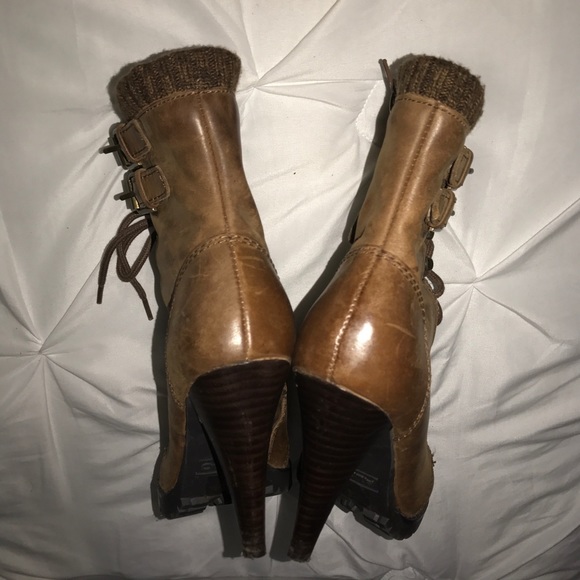 ALDO Leather Brown Combat Lace Up Boots - Picture 3 of 7