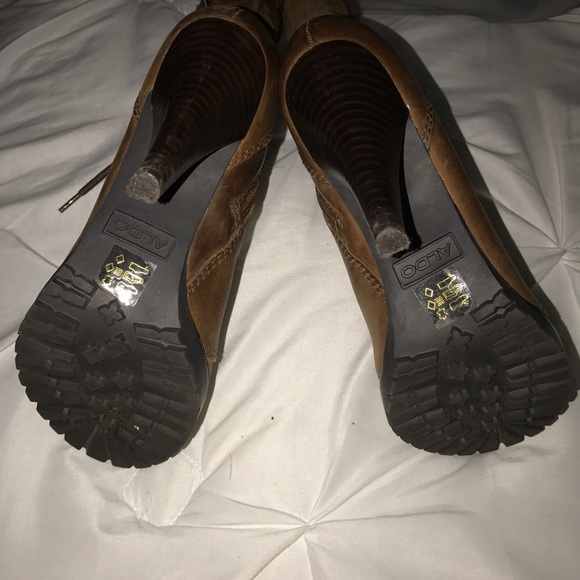 ALDO Leather Brown Combat Lace Up Boots - Picture 5 of 7