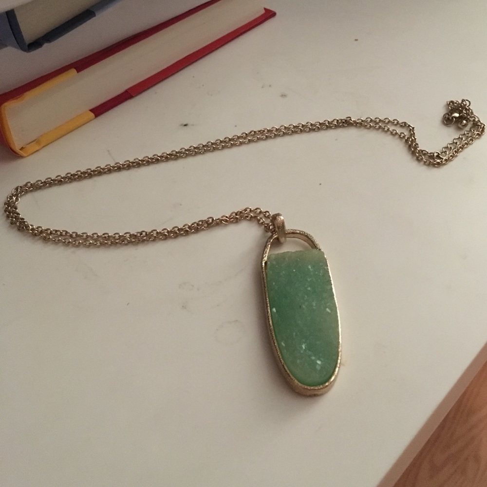 Long gold geode necklace