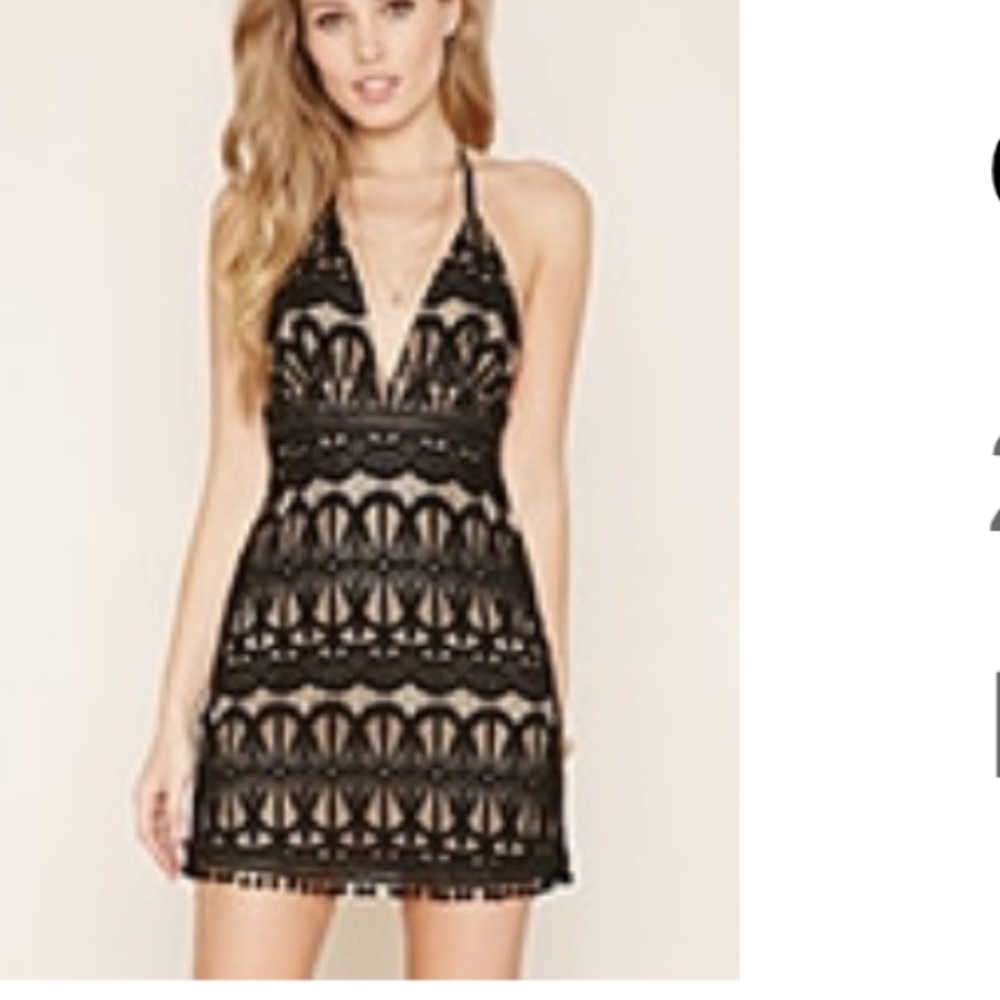 Ornate lace halter dress