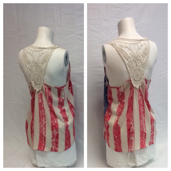 RUE 21 LADIES STARS AND STRIPES TOP - Picture 4 of 4