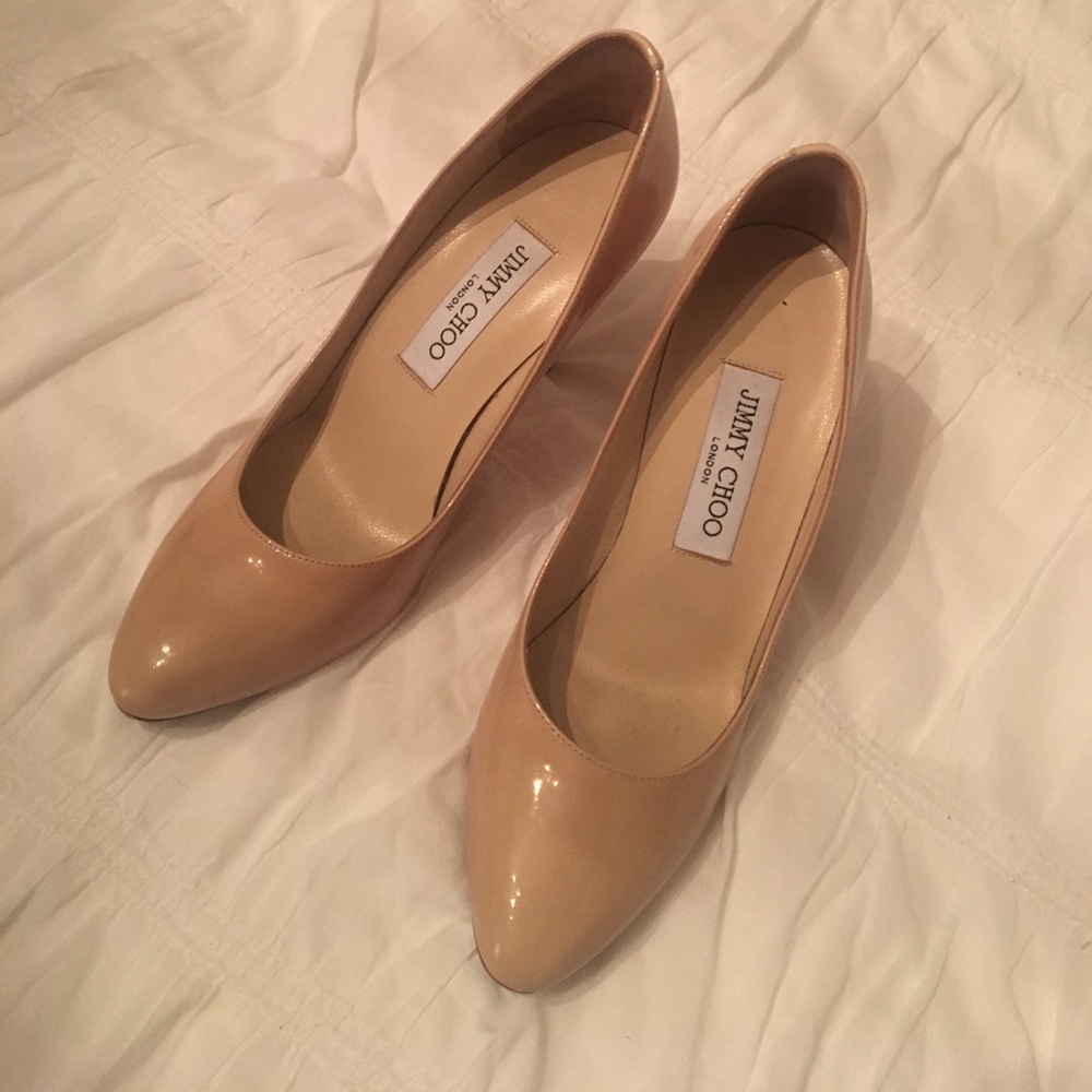 Nude Patent Jimmy Choo Pump