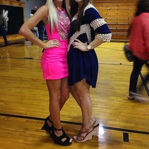 Hot pink Aztec giani bini dress bodycon