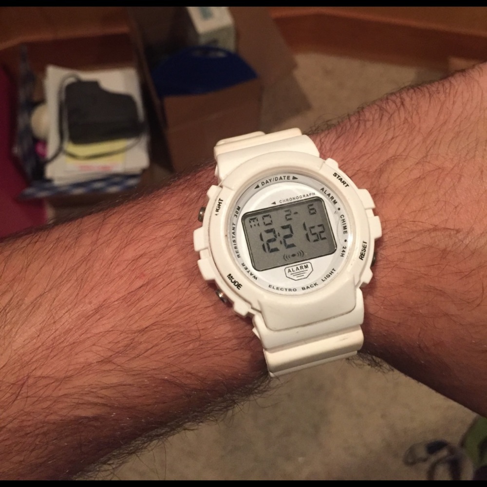 White athletic watch