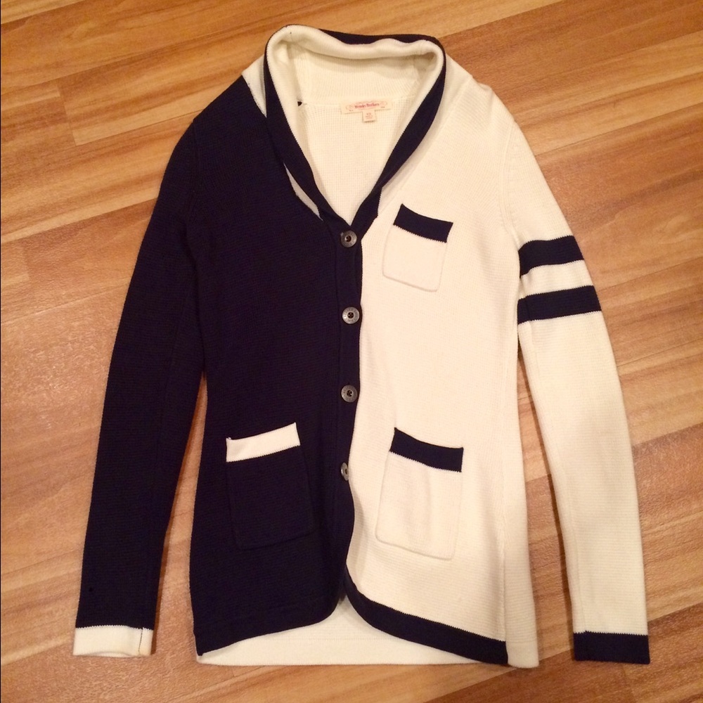 Brooks Brothers split color block cardigan