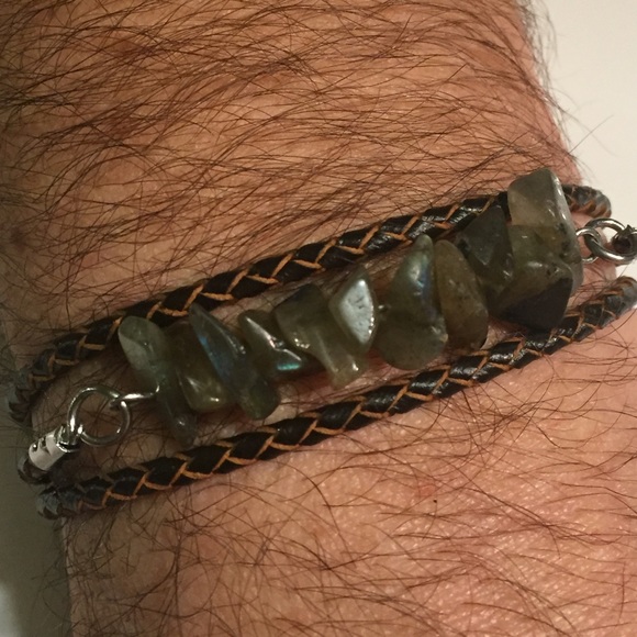 olive dayne designs Accessories - Men's labradorite leather wrap bracelet olive dayne designs Accessories - Men's labradorite leather wrap bracelet