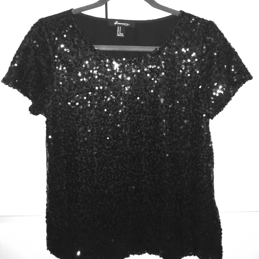 Solid Black Sparkle Top