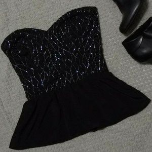 Bebe embellished peplum bustier