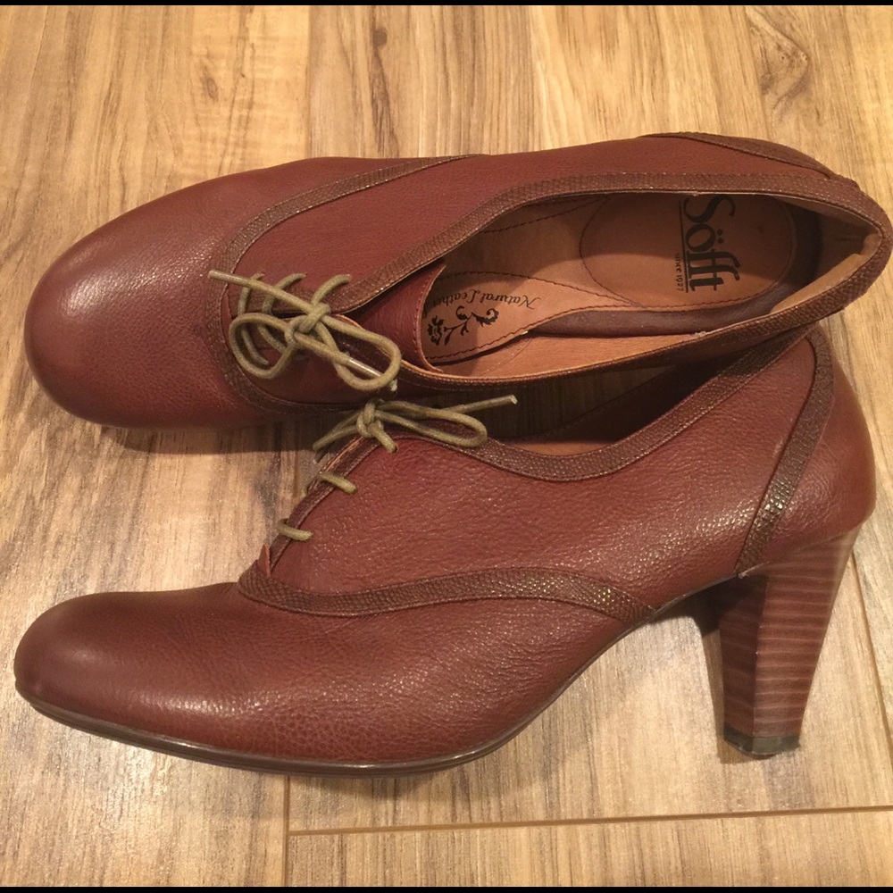 Sofft, Genuine Leather, Lace-up Heeled Oxfords