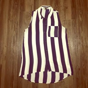 White & Navy Stripe Blouse 💙