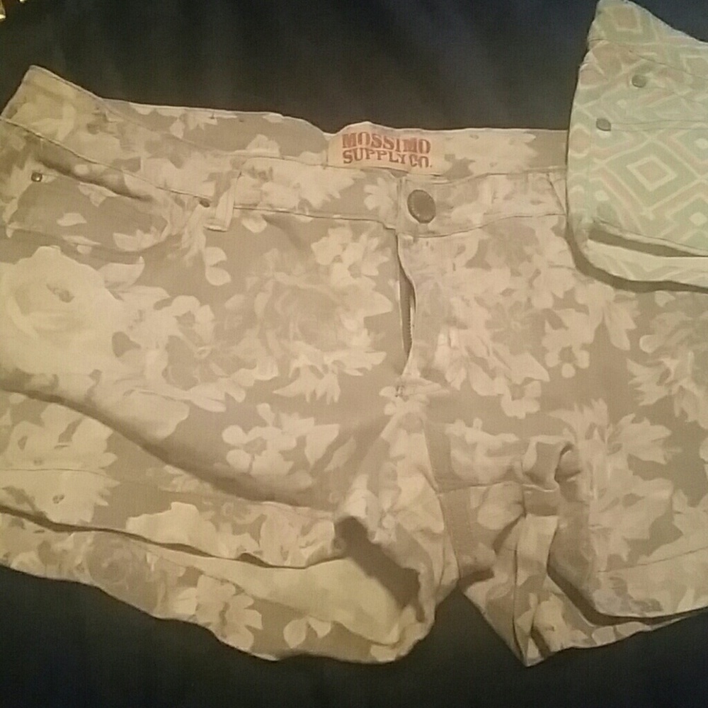 Shorts; grey & white, pink, white, turquoise