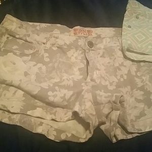 Shorts; grey & white, pink, white, turquoise