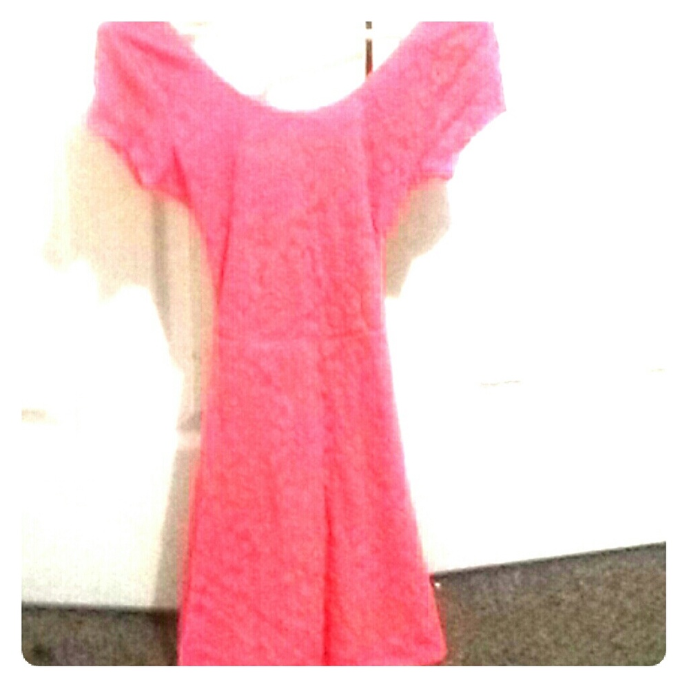Floral print SummerDress Rose embroider Peach Lace