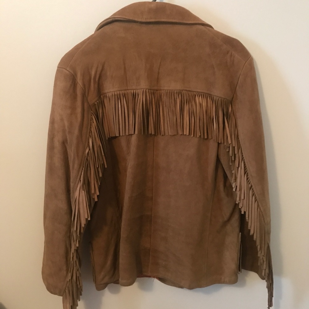 Taupe color REAL LEATHER suede feel western jacket