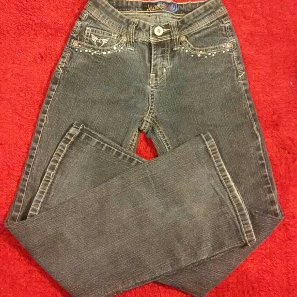 Girls Angels Boot Cut Jeweled Denim