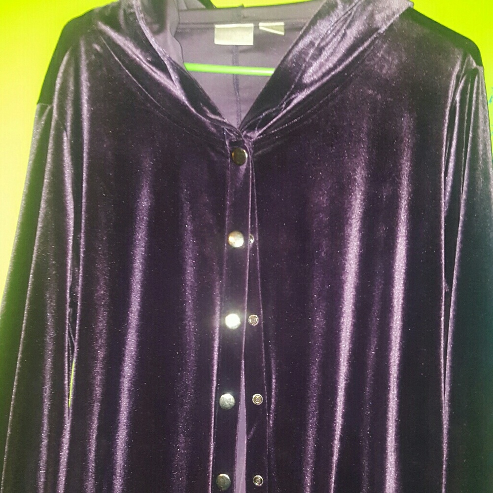 Royal purple velvet button down over shirt/jacket