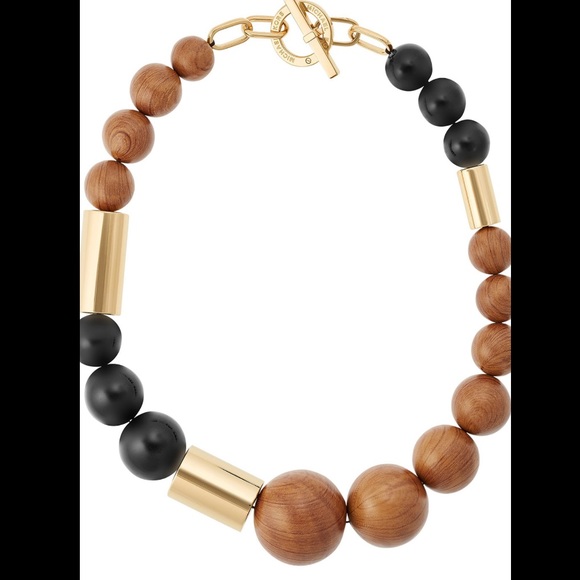 Michael Kors gold wood beaded color block necklace - Picture 4 of 6
