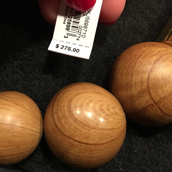 Michael Kors gold wood beaded color block necklace - Picture 6 of 6