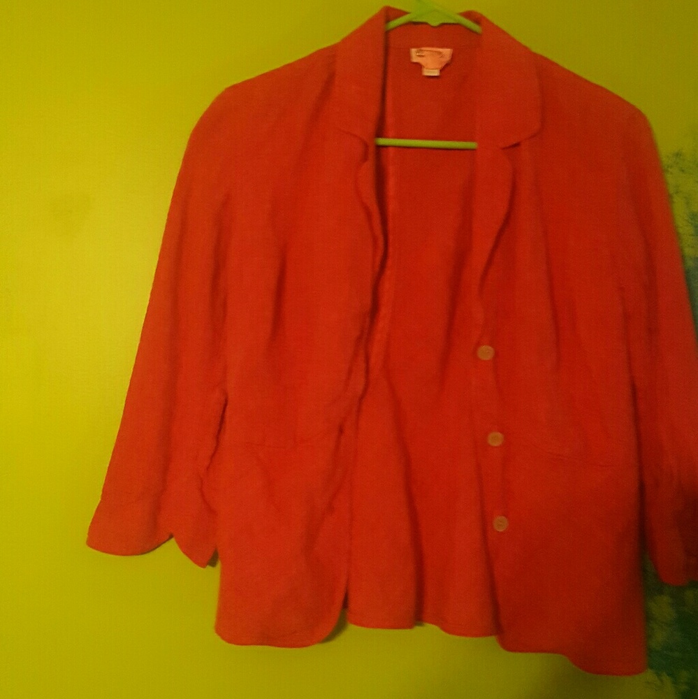 Red linen casual top and bottom