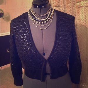Black Sequin Cardigan by Express Size M