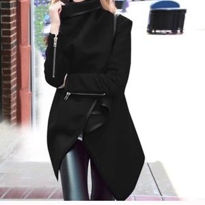 Black jacket with leather trimming